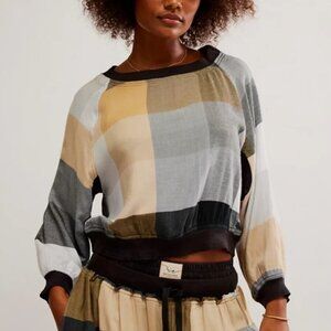 Intimately Free People Women's Size M Sugar Cookie Flannel Pullover Top NEW